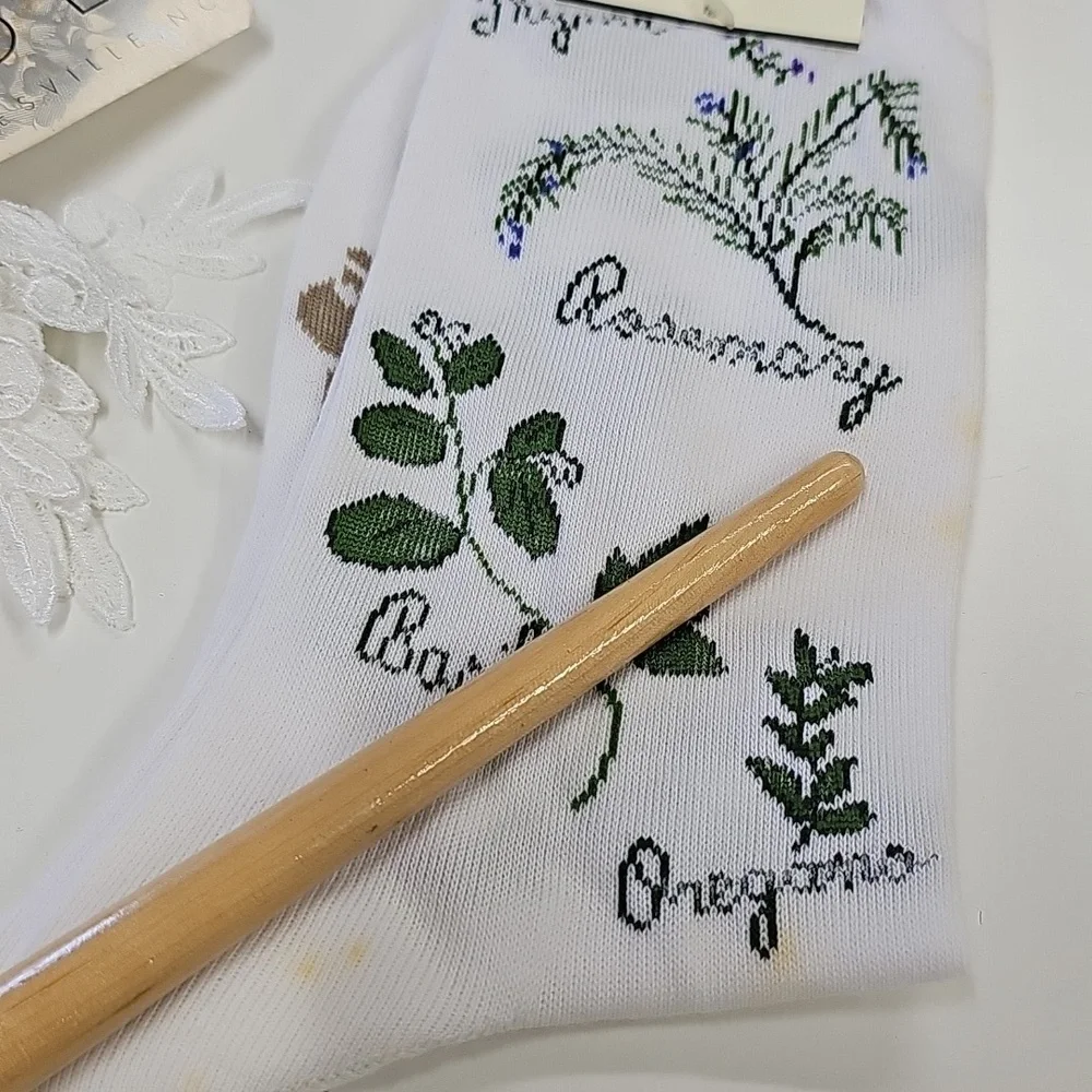 Vtg Lot Of 3 Cow, Lace & Botanical Print Socks *READ Description*